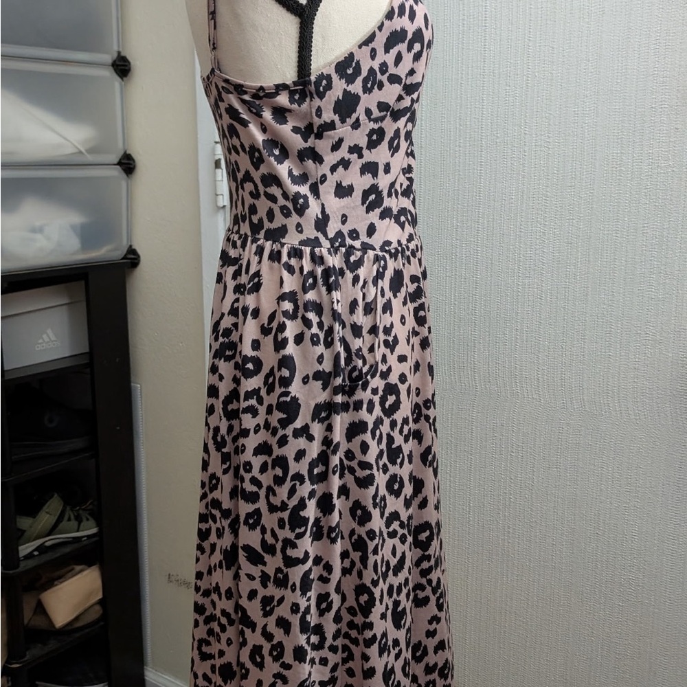 Leopard Print Maxi Dress - Pink and Black